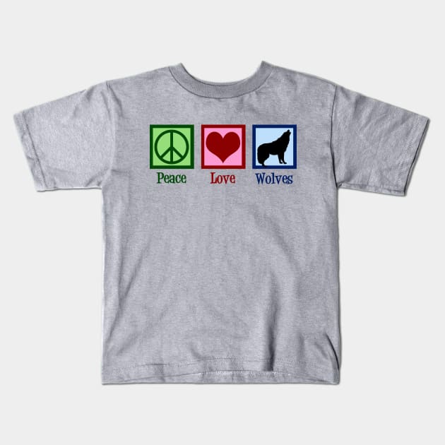 Peace Love Wolves Kids T-Shirt by epiclovedesigns